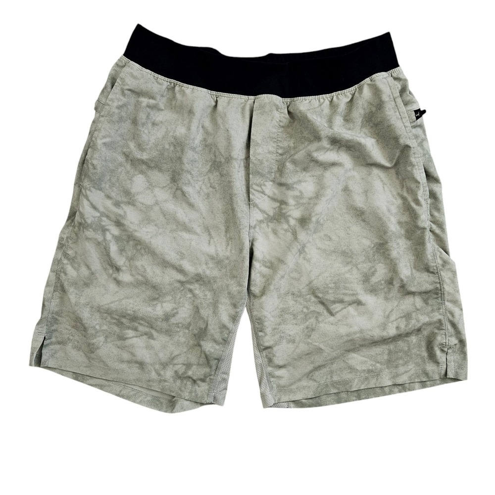 Fabletics Mens Large Smoke Gray Athletic Shorts Tie Dye Marbled Gym Workout Yoga